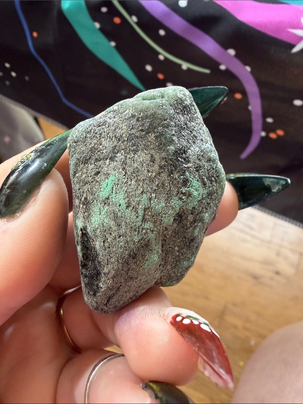 Raw emerald free form accent